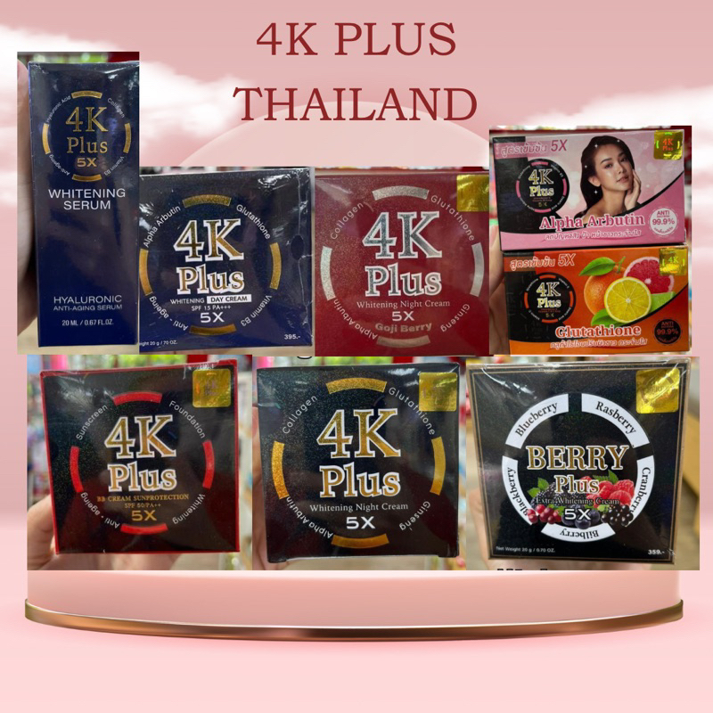 4K PLUS ORIGINAL THAILAND 4K PLUS WHITENING CREAM 5X + GOJI BERRY + BB CREAM SPF 50 ORIGINAL THAILAN