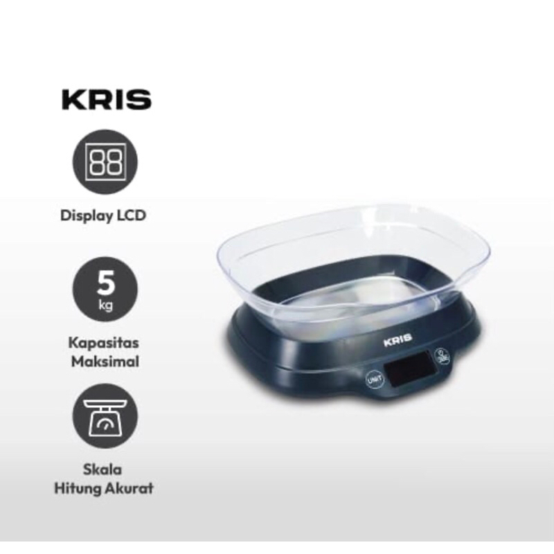 KRISCHEF TIMBANGAN DAPUR MAKANAN DIGITAL 5KG HITAM/ACE ELECTRONIC KITCHEN SCALE 5KG/TIMBANGAN BUMBU