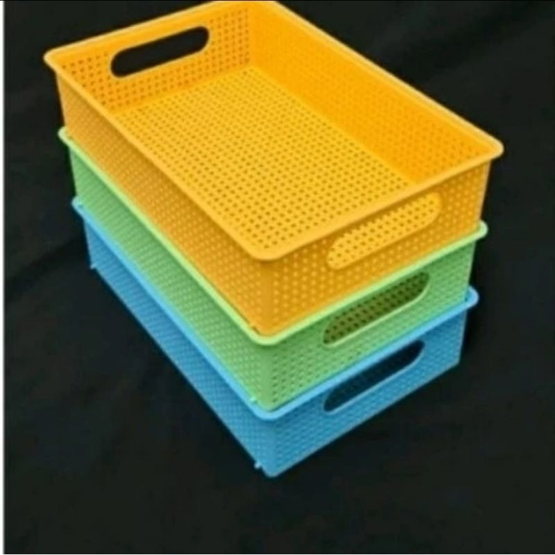 BEST SELLER !! K383 - Keranjang Warna Kotak Box Tray Organizer Storage Bs Di Susun Souvenir