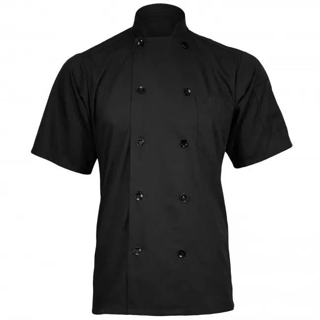 CHEF UNIFORM CHEF JACKET - BAJU SERAGAM KOKI CHEF HITAM LENGAN PENDEK