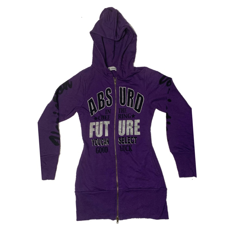 jacket hoodie zipup purple long sleeves Y2k grunge vintage