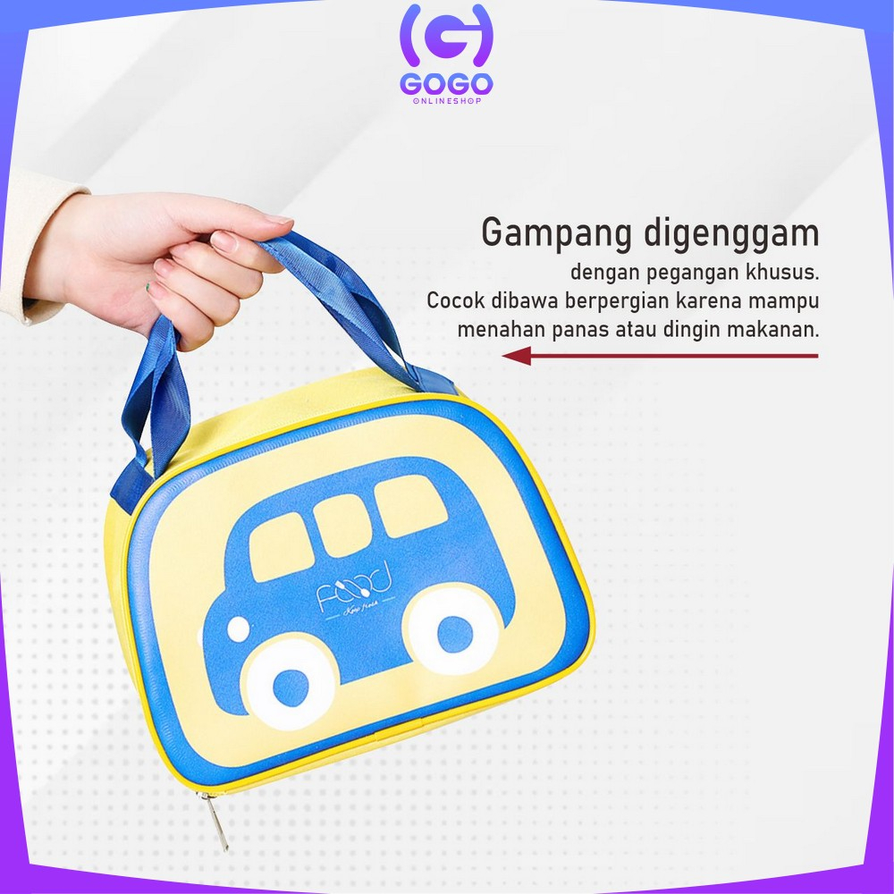 GOGO-T46 Tas Lunch Box Makan Siang Cooler Bag Karakter Mobil Tahan Panas Portable / Tas Bekal Lunch Bag Tas Tempat Bekal Organizer bag