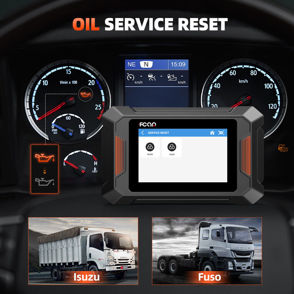 F802 Alat Diagnostik Sistem Full 12v / 24v Dengan Oli / Dpf Regenerasi Untuk Truk / Bus / Pickup / Excavato