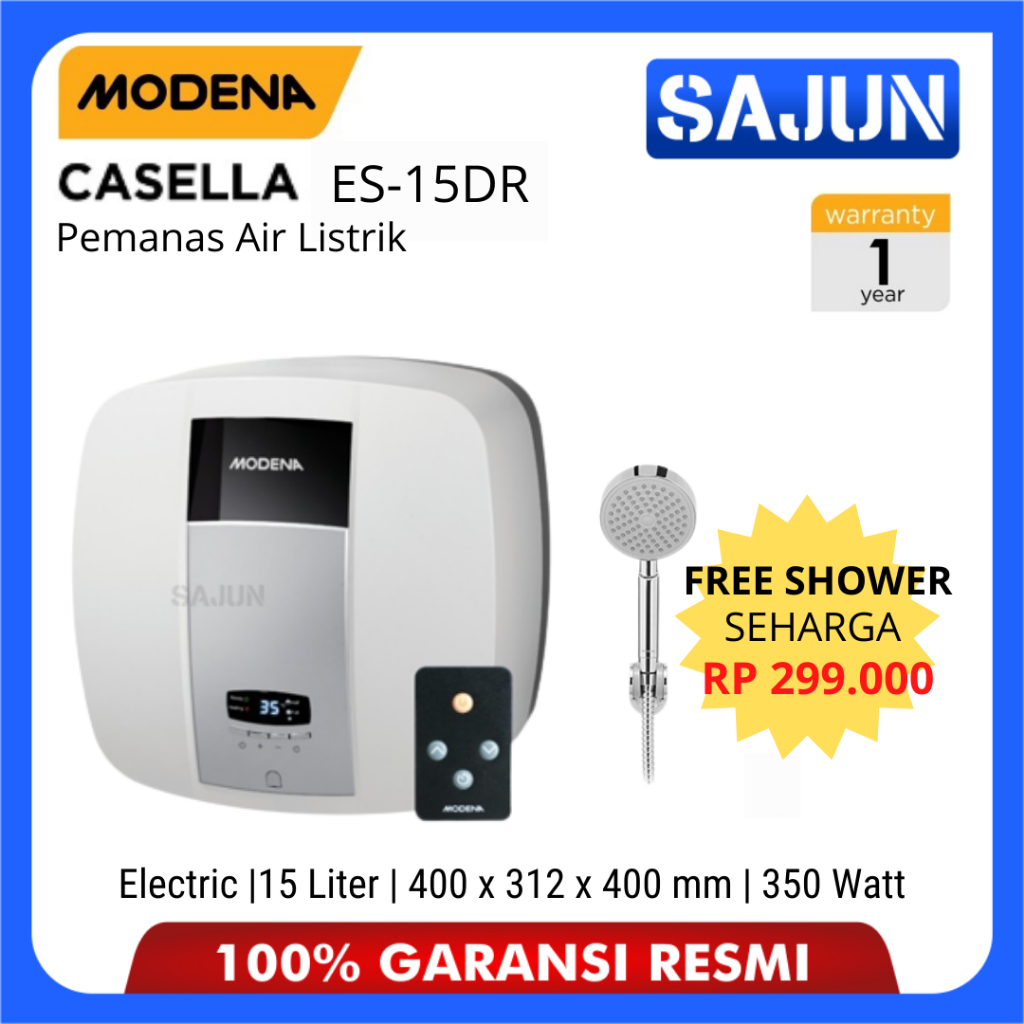 Modena Electric Water Heater 15 Lt CASELLA ES 15DR Pemanas Air ES15DR ( BONUS SHOWER )