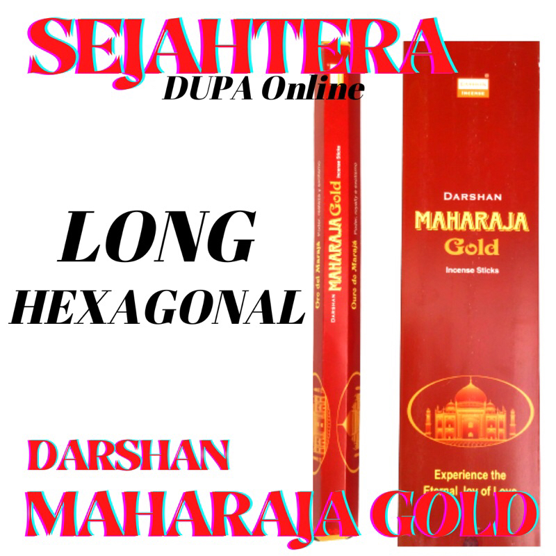 Dupa Hio India Hexa Long Uk 40Cm Darshan “MAHARAJA GOLD” Kotak isi 10btg