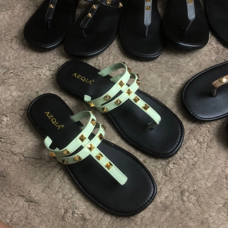 Sandal flat wanita stode piramit model korea flagship