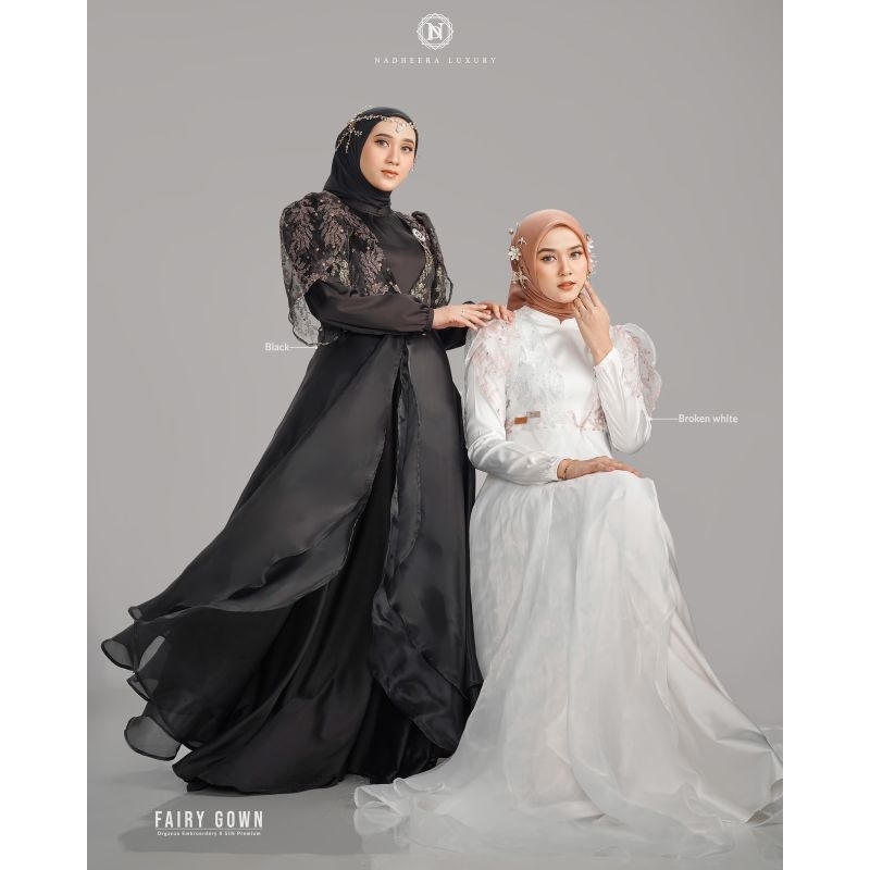 EXCLUSIVE - FAIRY GOWN GAMIS KONDANGAN MEWAH KOMBINASI OUTER BRUKAT PREMIUM BY NADHEERA LUXURY ORI |