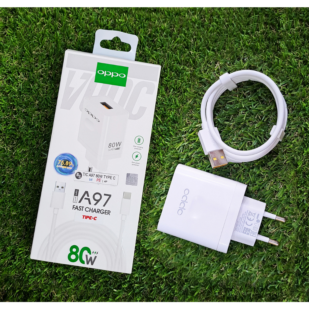 Charger Oppo Original A97 SUPER VOOC 80W Adapter + Kabel Micro - Type C