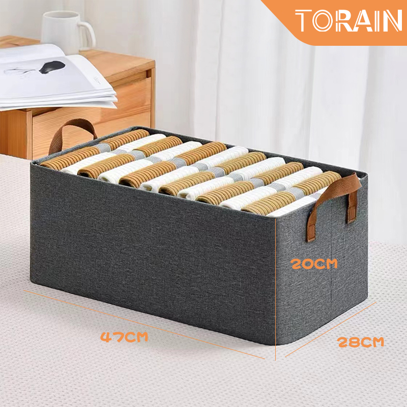 TORAIN Rangka Baja Kotak Penyimpanan Lipat Kotak Penyimpanan Pakaian Stackable Lemari Baby Organizer Box