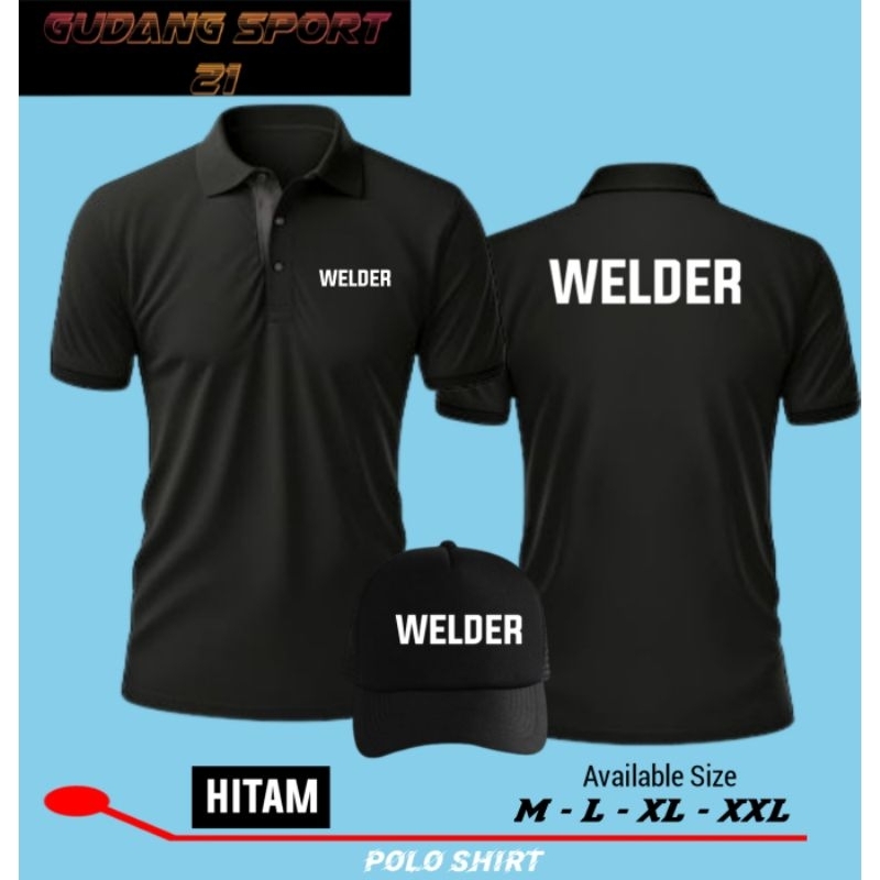 KAOS POLO KERAH WELDER LAS BONUS TOPI