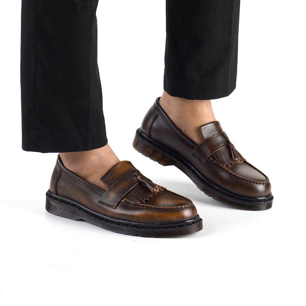 Sepatu Loafers Pria Kulit Asli Kerja Kantor Dinas Sekolah Formal Shoes Pantofel Cowok Laki Ori Greata Empire Camel