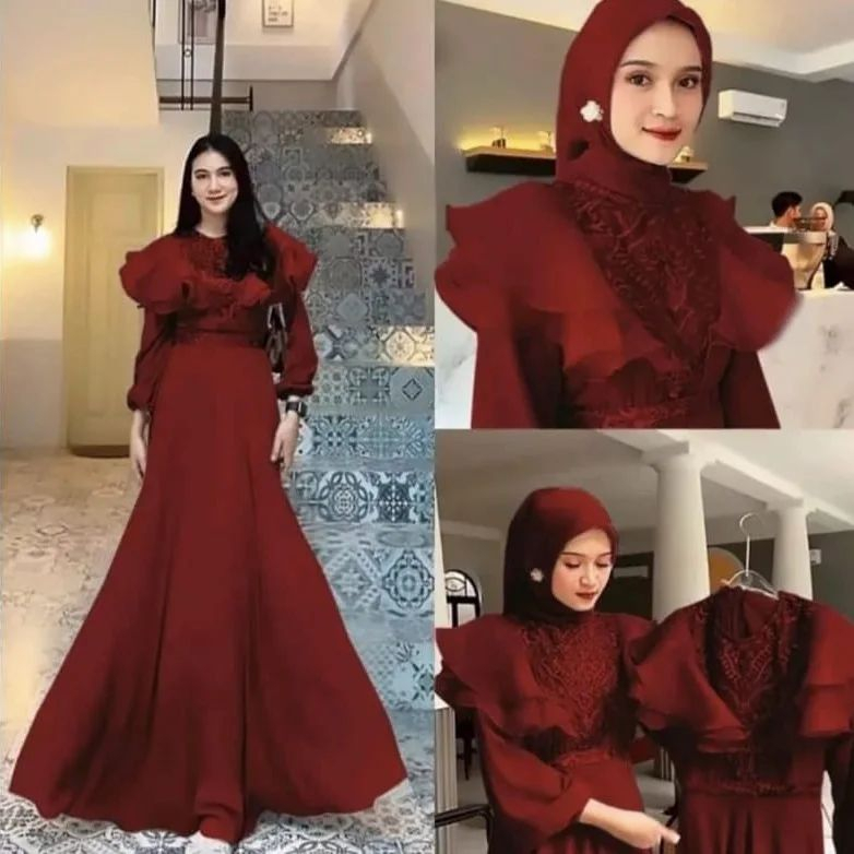 GAMIS WANITA TERBARU MEGHAN DRESS MC BAHAN CERUTY BABY DOLL APLIKASI ORGANZA BRUKAT DAPAT GAMIS WANITA ( TIDAK TERMASUK HIJAB ) LD 100 - 120 CM UKURAN M L XL XXL GAMIS WANITA TERBARU 2023 // DRESS CERUTY BABYDOLL PREMIUM KEKINIAN // MAXY DRESS JUMBO