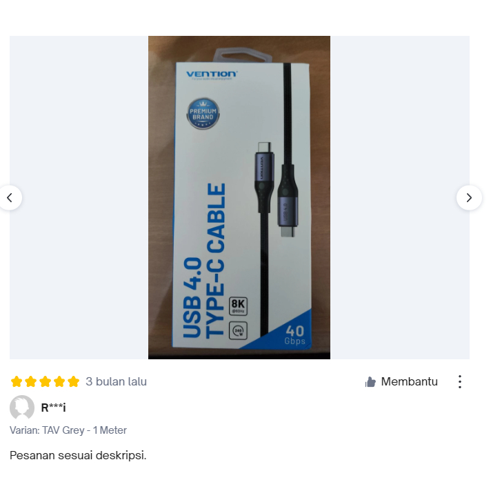 Vention Kabel USB C PD 100W USB Type C 4.0 Thunderbolt 8K 240W 40Gbps