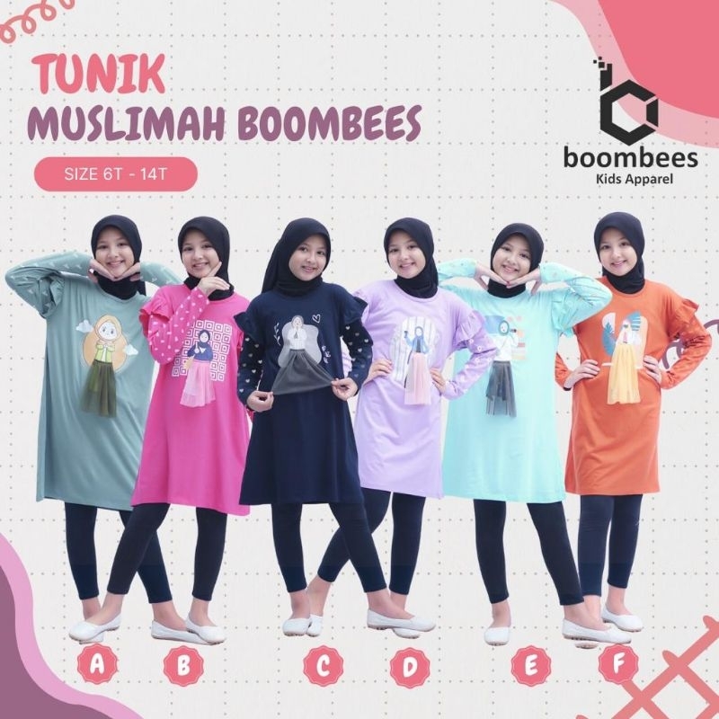 Tunik Muslimah Boombees Anak Remaja Tanggung 6 7 8 9 10 11 12 Tahun