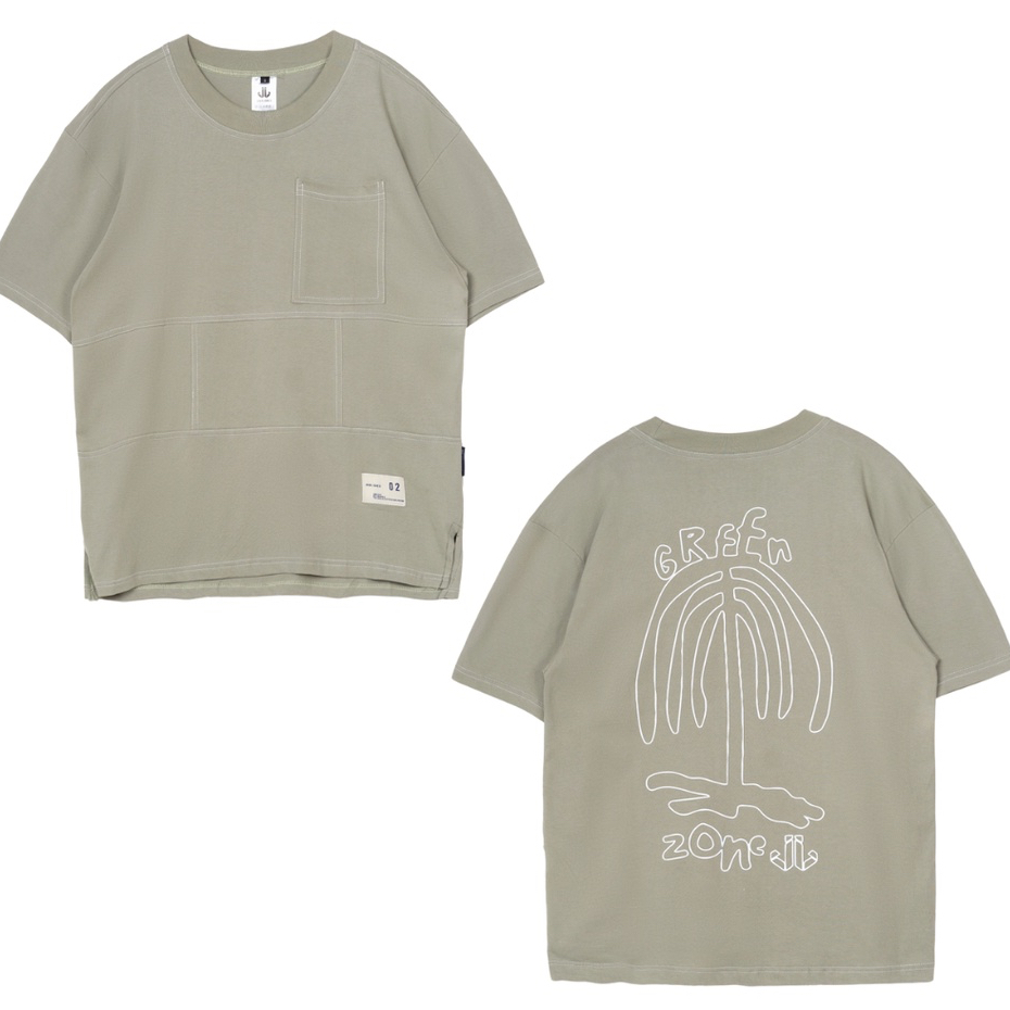 JAVAJONES Oversized Tee Palm Sage Green| Kaos Pria Wanita