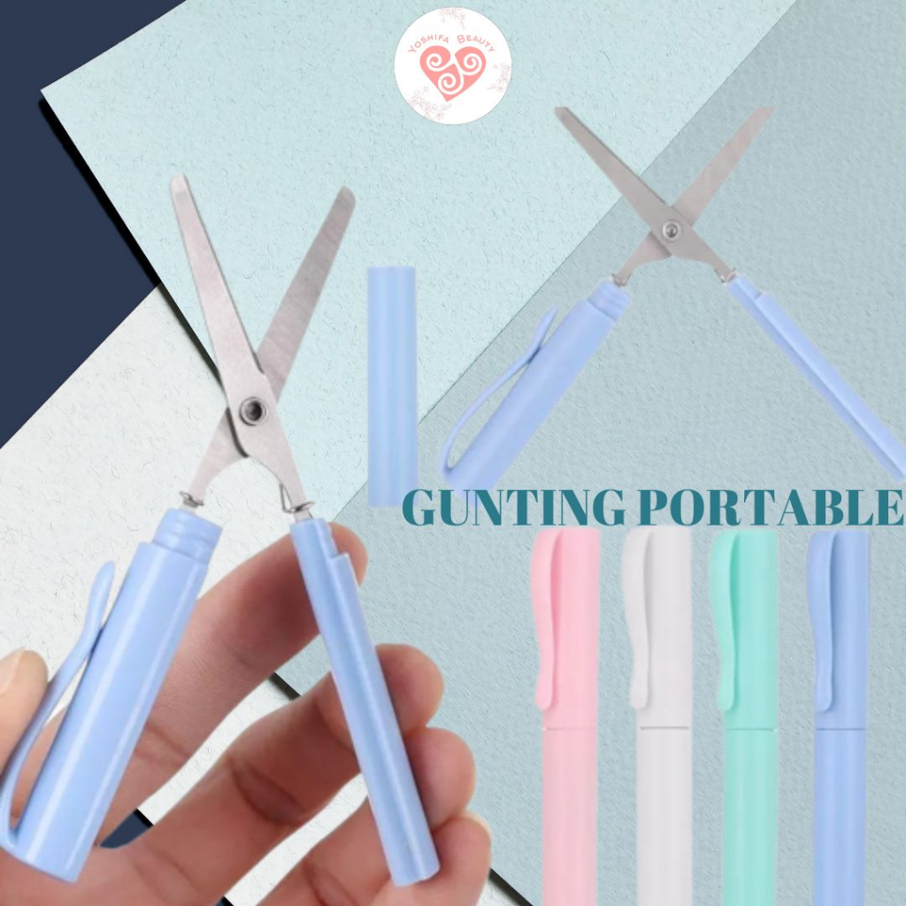 Gunting Lipat mini Portable Tarik Stainless Steel | Retractable Mini Folding Scissors | Gunting Mini Warna Macaron Pastel Korea