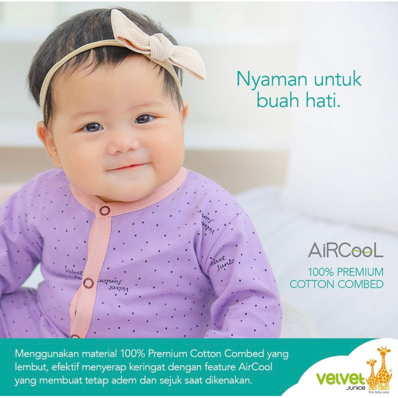 Velvet Junior Setelan Panjang Anti Mosquito ( Kancing Tengah ) - Piyama Anak