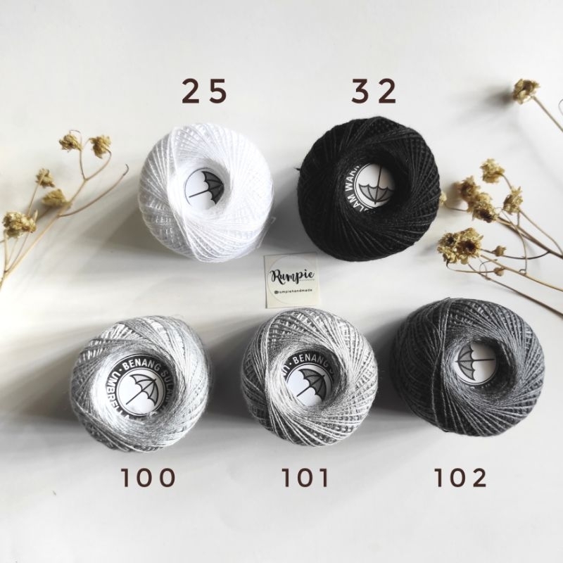 Benang Sulam Payung - Hitam, Putih, Abu