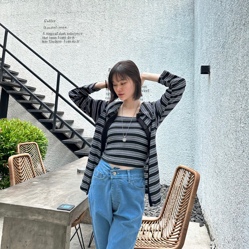 Juni Long sleeve stripe Cardigan