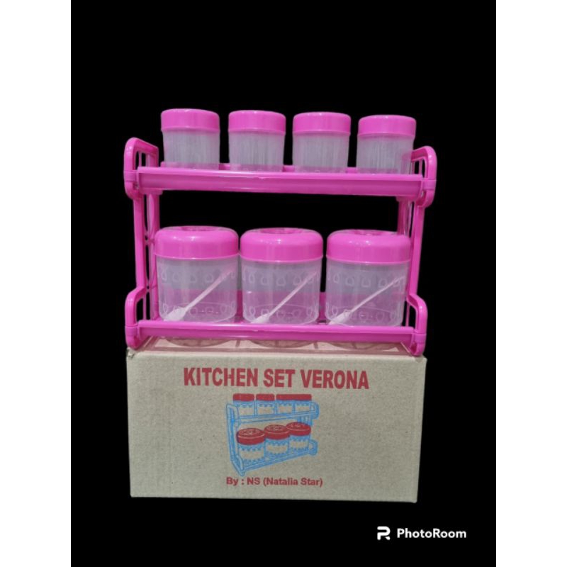 Viral  Kitchen Set Verona Susun 2 (1Pak Isi Tempat Bumbu 3Besar+Sendok Tempat Bumbu 4Kecil)