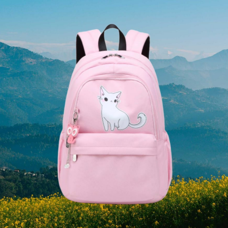 Tas Ransel Anak Perempuan Tas Gendong Karakter Cat White Untuk Sekolah SD TK Murah