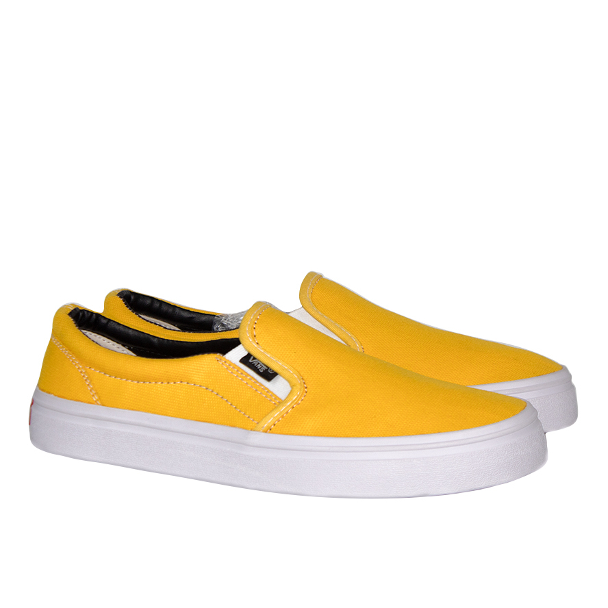 Sepatu Vans Slip On Tanpa Tali Pria Kuning Polos Murah