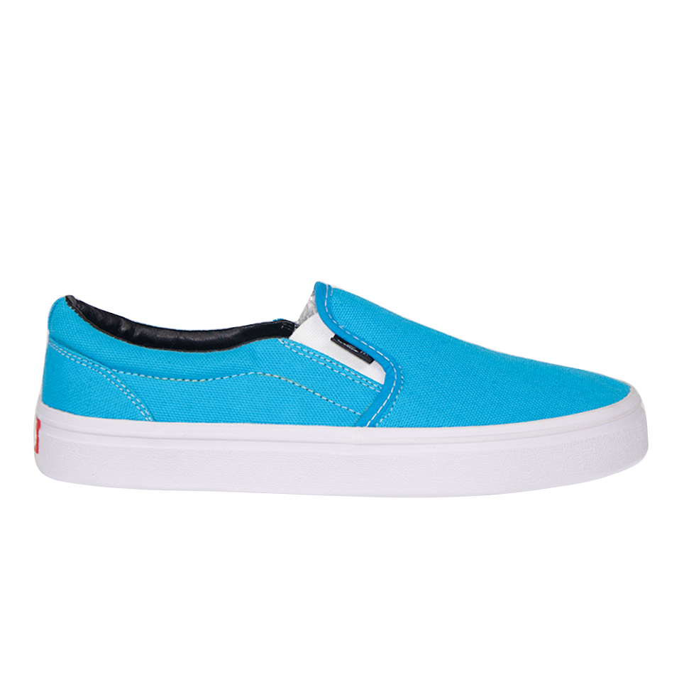 Sepatu vans slip on tanpa tali biru turkis Polos Murah