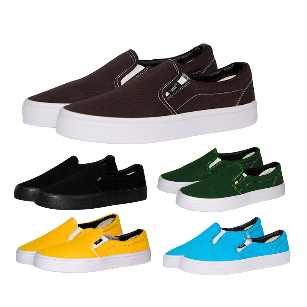 Sepatu vans slip on mono pria tanpa tali casual wanita Santai Murah