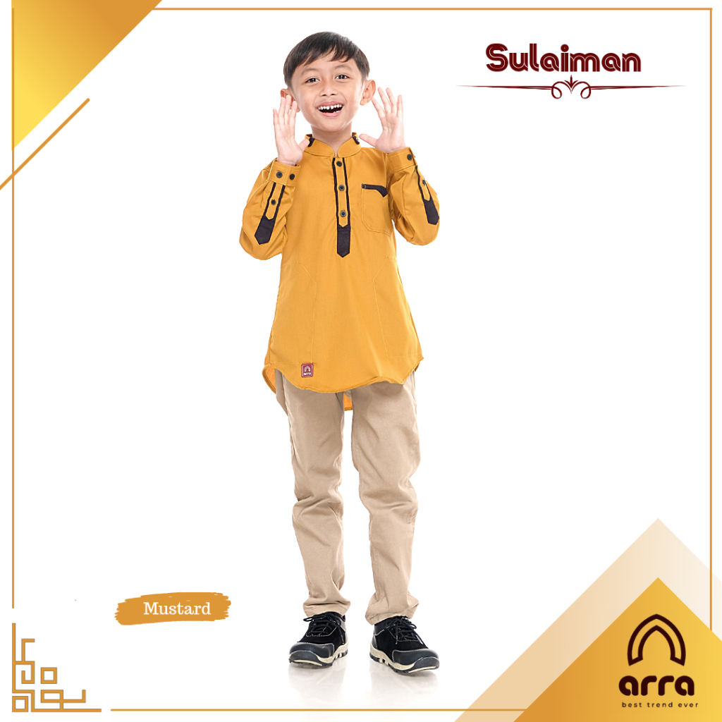 Arra Sulaiman Baju Koko Anak Laki Laki Lengan Panjang Bahan Toyobo Premium Size S M L XL XXL Warna Maroon , Mustard , Coklat , Navy , Hitam (Grosirbajukoko)