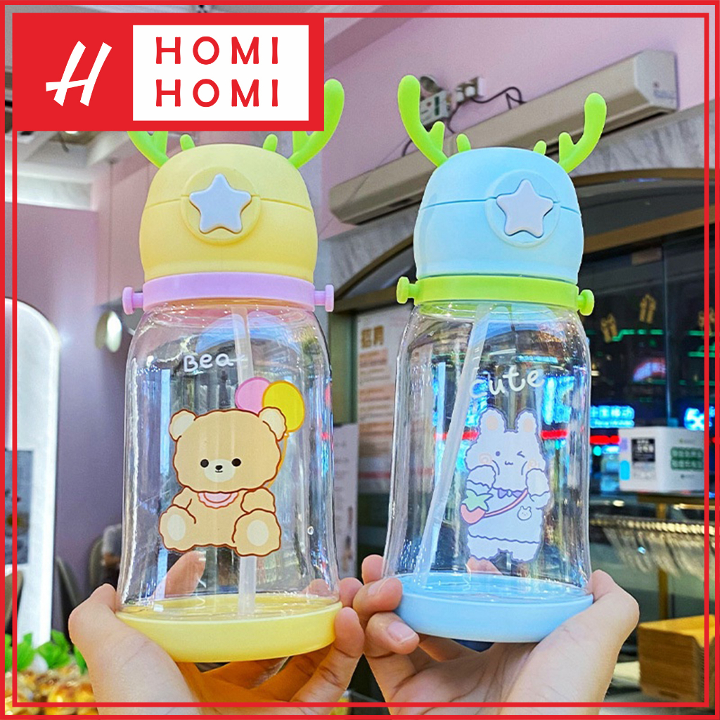 Botol Minum Tanduk Rusa Tali Sedotan Anak Lucu Anti Tumpah Jerami BPA FREE - BP009