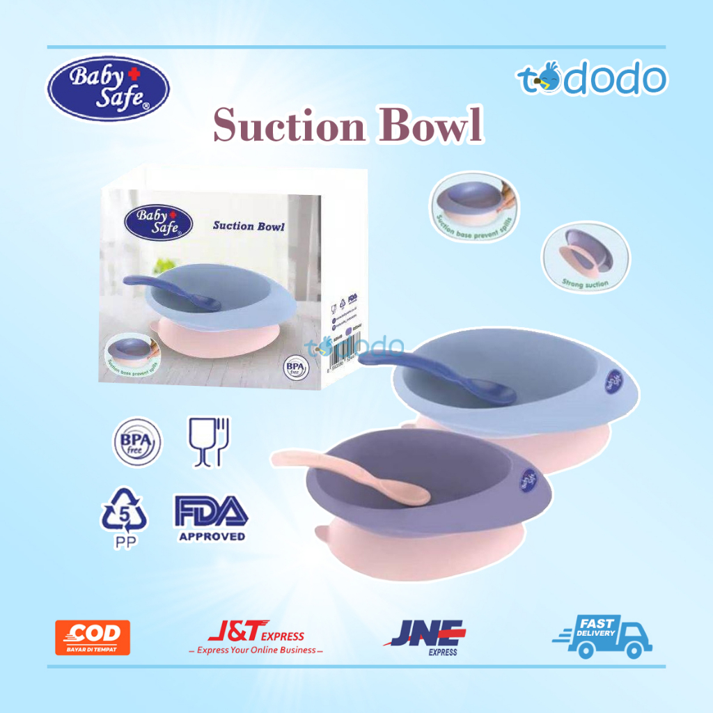 Mangkok Makan Bayi Anak Anti Tumpah / Anti Geser Baby Safe B354 Suction Bowl With Spoon/ Peralatan Makan Bayi