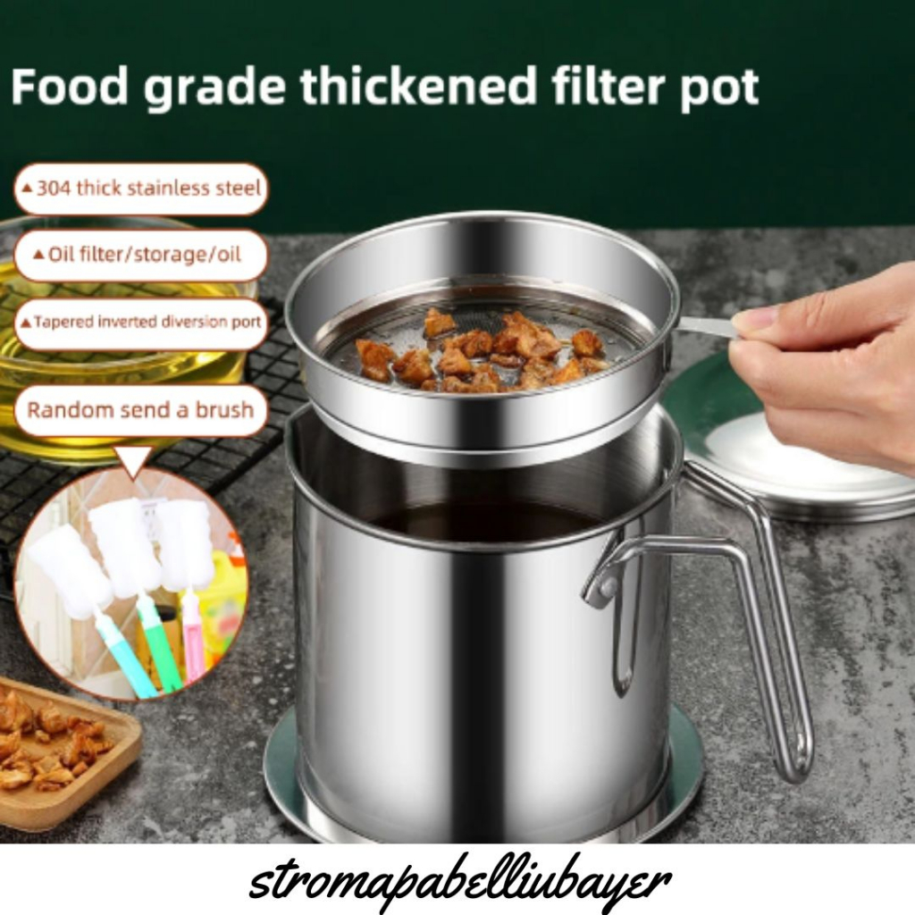 ✅stromapabelliubayer⚡OIL POT SARINGAN STAINLESS MINYAK GORENG SISA WADAH JELANTAH / saringan minyak 