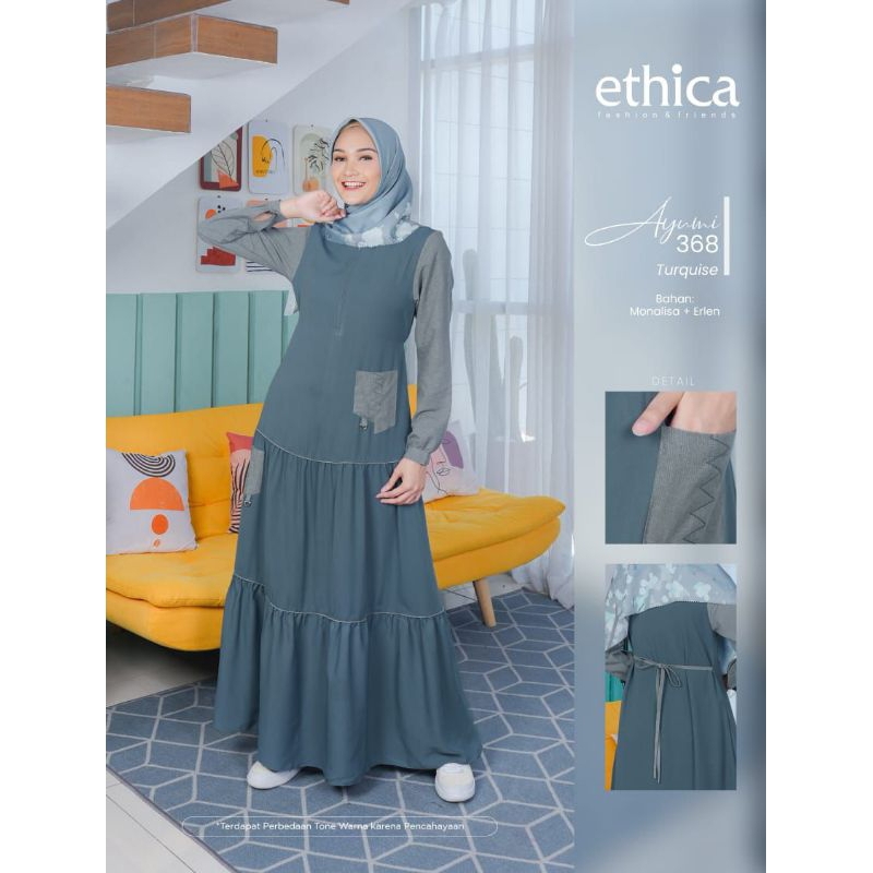 Ethica Gamis Ayumi 368 (Navy, Brown, Turquoise)