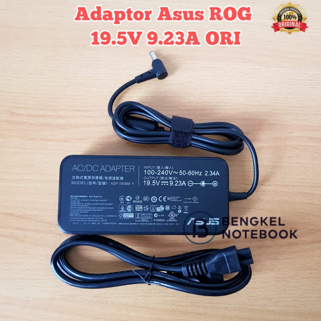 Adaptor Asus ROG 19.5V 9.23A DC 6.0*3.7mm 6037 180W FX502VM G75VW G75VX GL502VT FX702VM G751JM G750JW G750JM G750JS G752VL ADP-180MB G-Series ORIGINAL