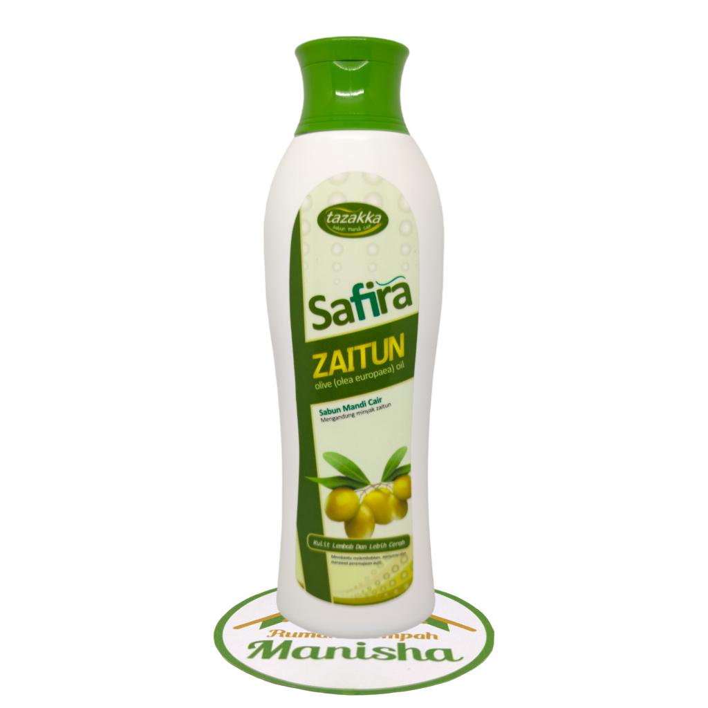 Sabun Mandi Cair Zaitun Herbal Safira - Melembabkan dan Mencerahkan Kulit - Safira Zaitun 150ml