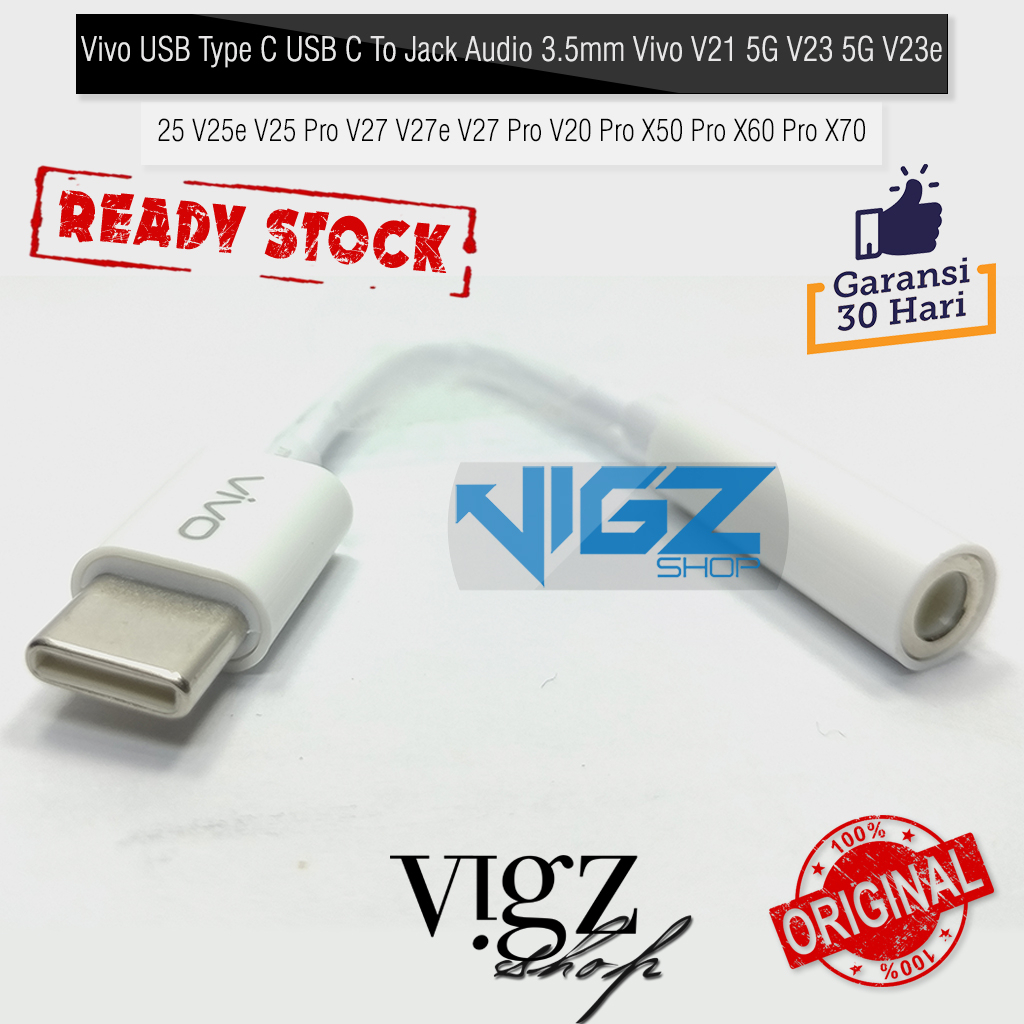 Vivo USB Type C USB C To Jack Audio 3.5mm Vivo V21 5G V23 5G V23e V25 V25e V25 Pro V20 Pro X50 Pro X60 Pro X70 Pro X80 Pro Original 100%