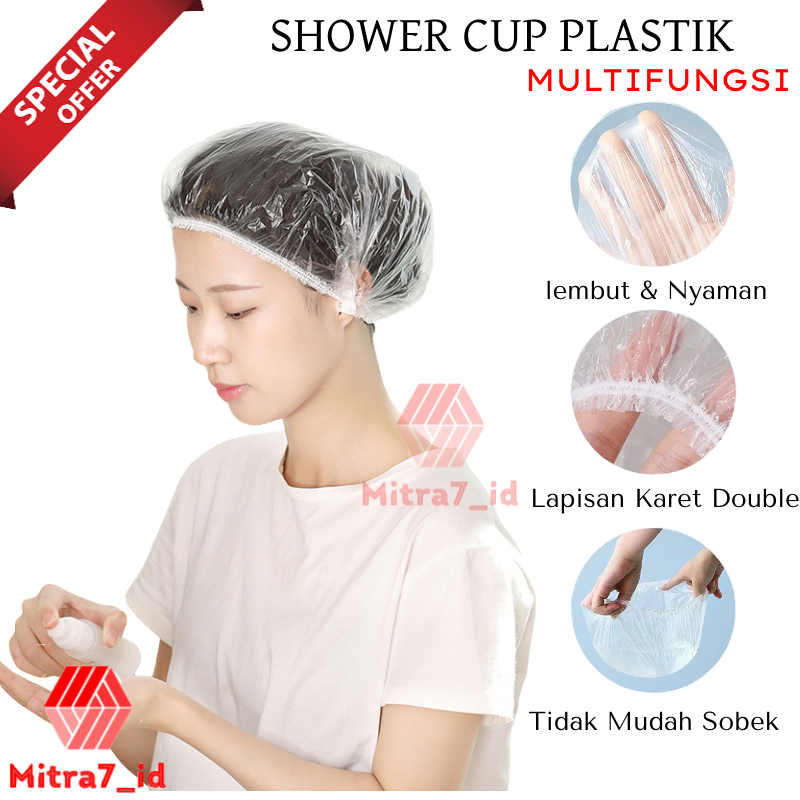 [M7] SHOWER CUP MANDI TRANSPARAN / SHOWER CAP / PENUTUP RAMBUT KEPALA PLASTIK / PELINDUNG CAT RAMBUT / PLASTIK PENUTUP MAKANAN