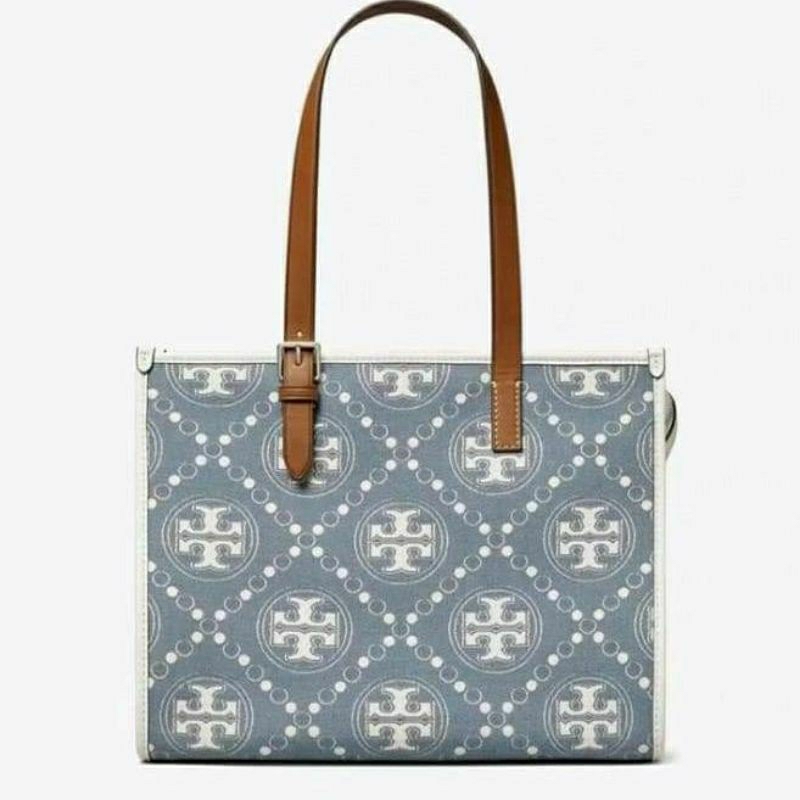 Tory Burch Small Monogram Denim Tote