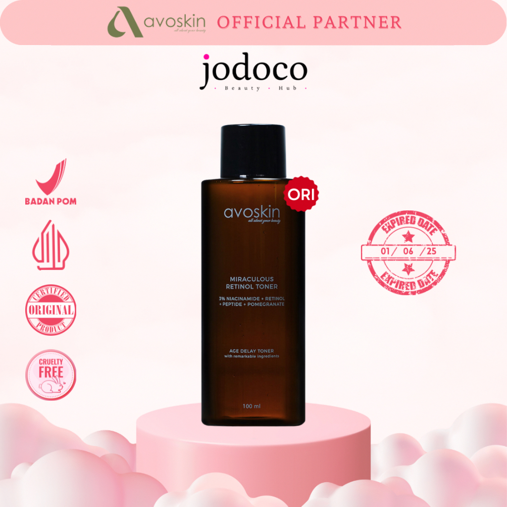 Avoskin Miraculous Retinol Toner 100ml AHA BHA PHA Exfoliating Toner Exfoliator Toner Wajah Face Ton