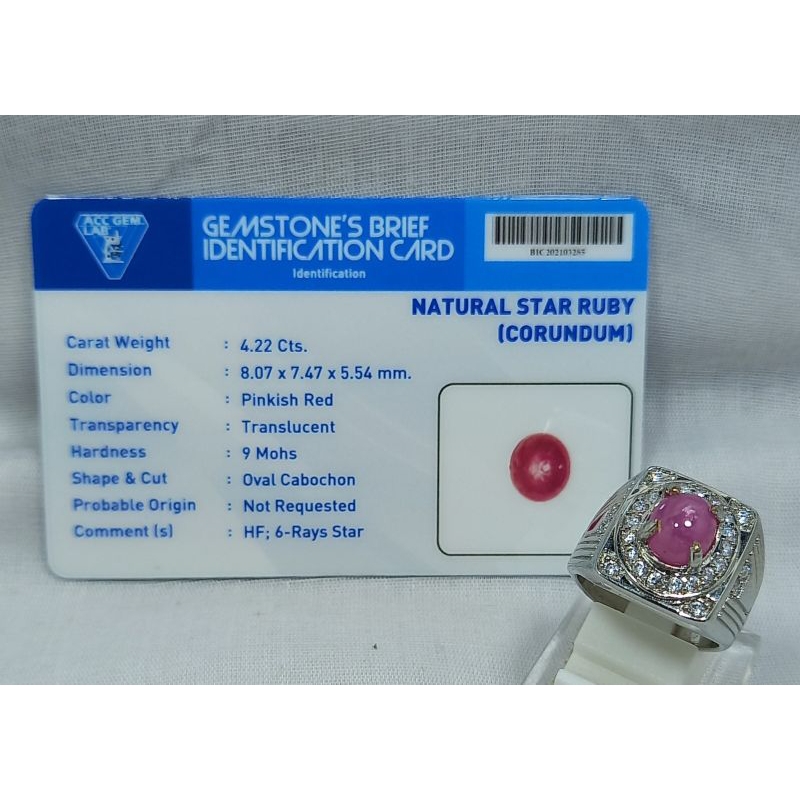 CINCIN BATU RUBY STAR ASLI NATURAL LENGKAP DENGAN SERTIFIKAT SIAP PAKAI