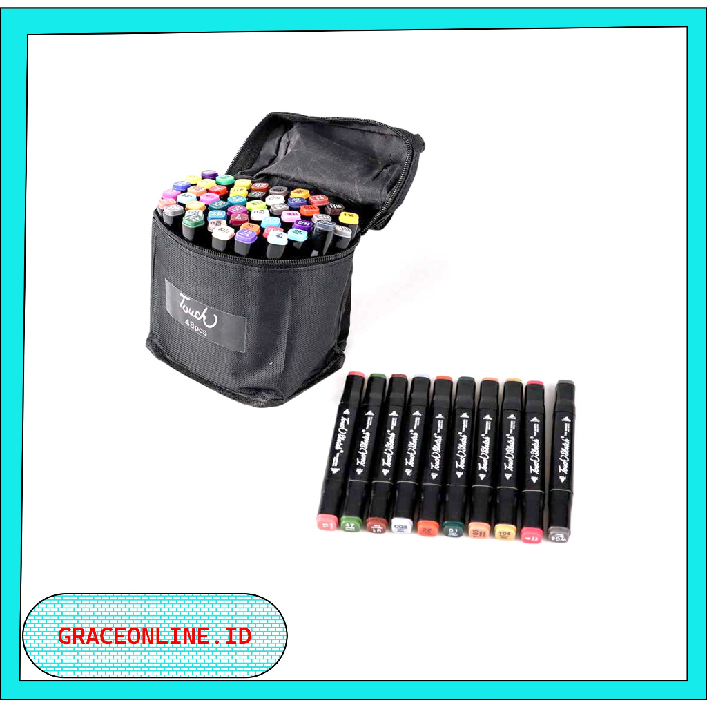 Touch CY-006  Warna Spidol Permanen Spidol Warna Warni Spidol 1 Pack 48 Warna Pena Spidol Seni 48 Wa