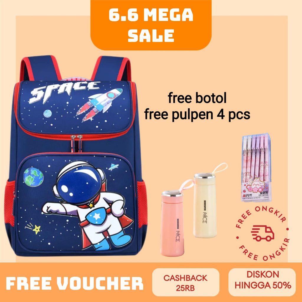 RANSEL ANAK KARAKTER ASTRONOUT IMPOR BERKUALITAS REAL PICT ORIGINA FREE BOTOL
