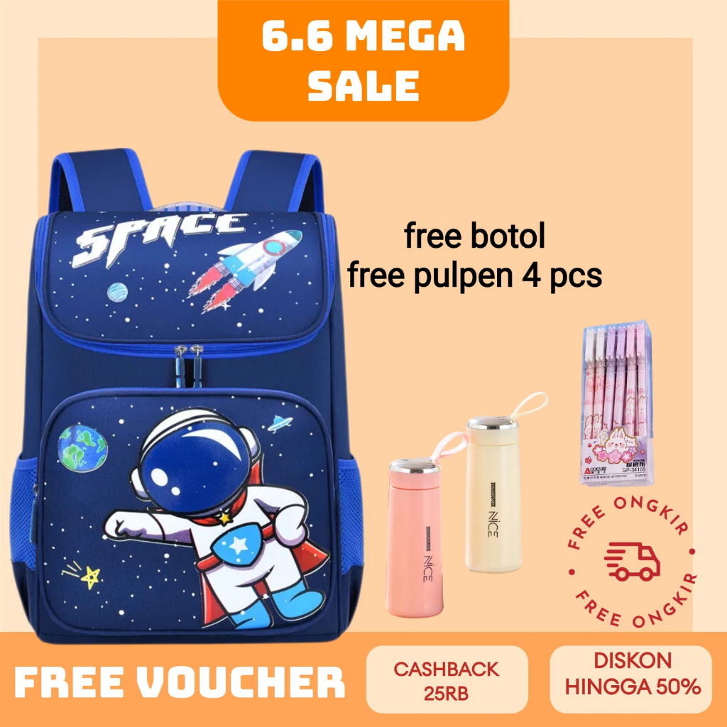 RANSEL ANAK KARAKTER ASTRONOUT IMPOR BERKUALITAS REAL PICT ORIGINA FREE BOTOL