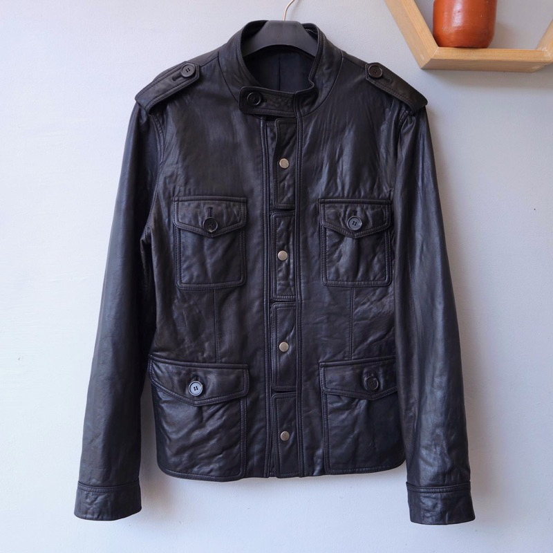 Jaket kulit asli trucker traker kantong 4 pl bekas preloved second