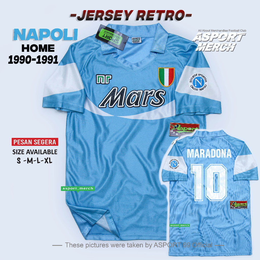 JERSEY BOLA NAPOLI RETRO HOME 1990 1991 SOCCER JERSEY RETRO NAPOLI 90 91