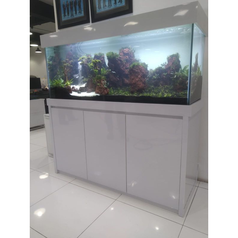 aquarium 150x50x60 kaca 12 Mili set cabinet