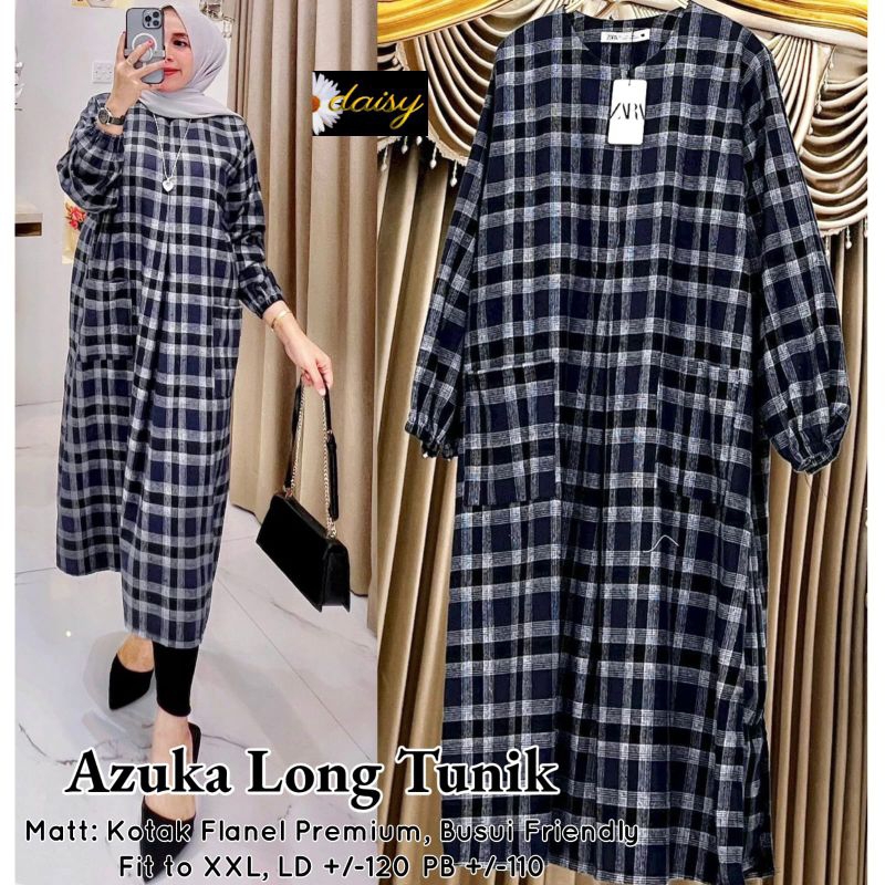 Azuka Long tunik flanel premium super jumbo Ld 120