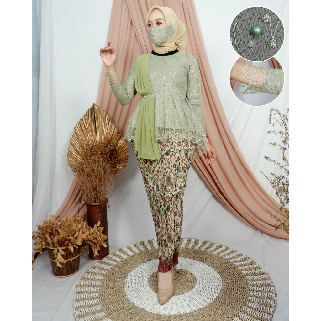 (COD) SETELAN KEBAYA MODERN SELENDANG/BAJU KEBAYA MODERN/KEBAY WISUDA/AURORA SELENDANG/KEBAYA TILLE