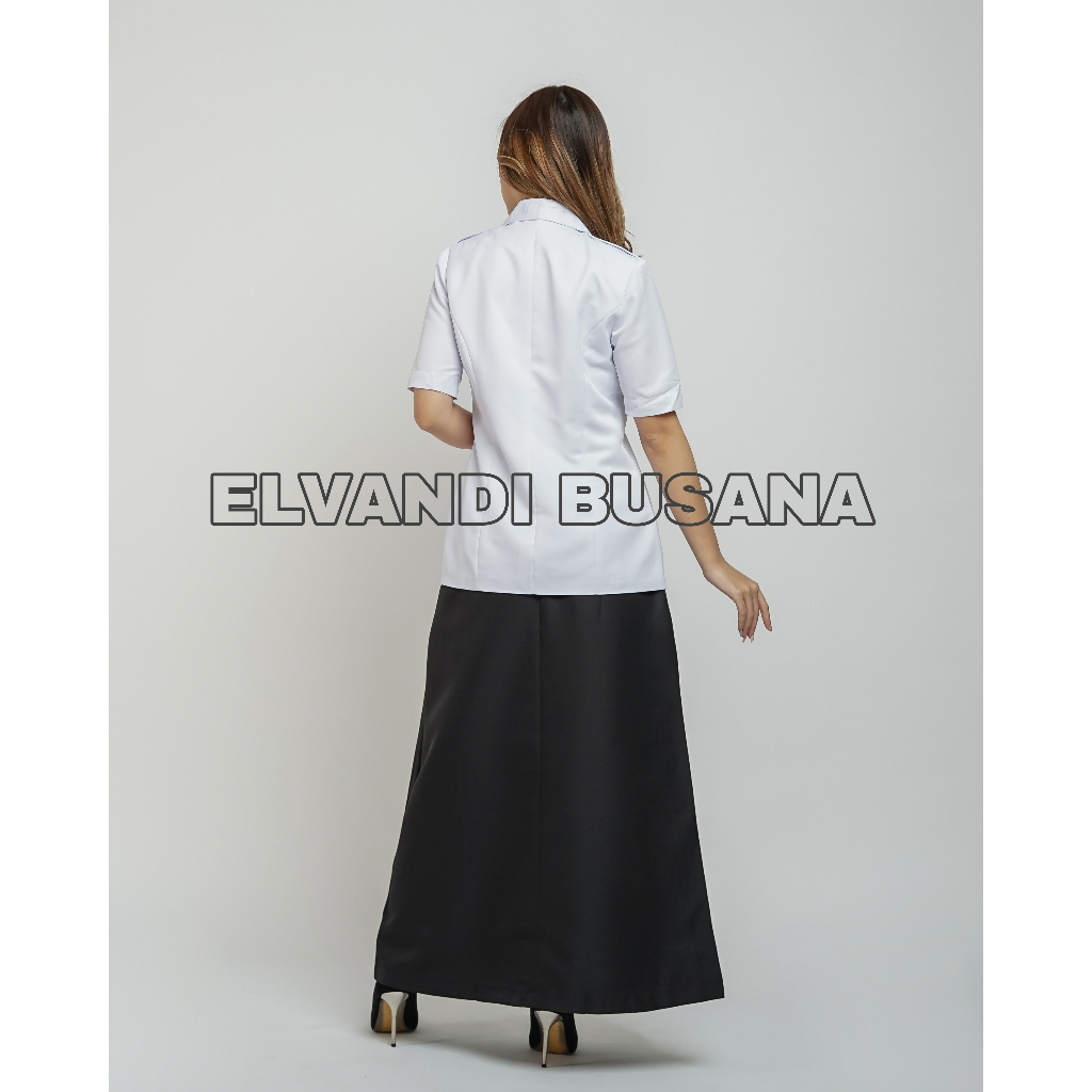 Setelan jas wanita B&amp;V Lynelle / Seragam kerja blazer wanita / Seragam guru / Setelan baju guru wanita - 0901 Putih hitam