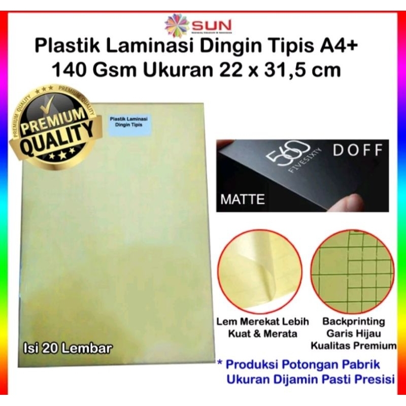 

PLASTIK LAMINASI DINGIN A4 isi 20 lembar